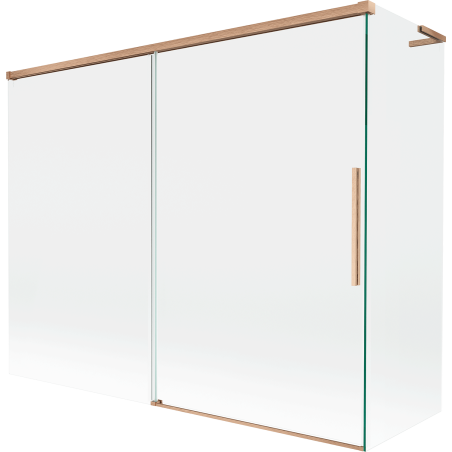 Mexen Rox L paroi de baignoire à 2 panneaux coulissants 190 + 80 x 150 cm, transparent, cuivre brossé - 8C9L-190-080-65-00