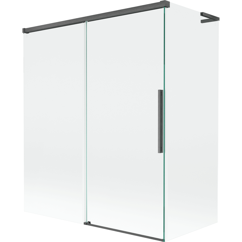 Mexen Rox L paroi de baignoire coulissante à 2 battants 140 + 70 x 150 cm, transparent, gris canon brossé - 8C9L-140-070-66-00
