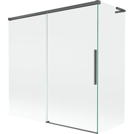 Mexen Rox L paravent de baignoire coulissant à 2 vantaux 160 + 70 x 150 cm, transparent, gris arme brossé - 8C9L-160-070-66-00