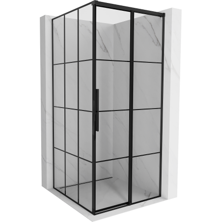 Mexen Rox cabine de douche coulissante droite 100 x 100 cm, grille noire, noire - 8C2-100-100-70-77-P