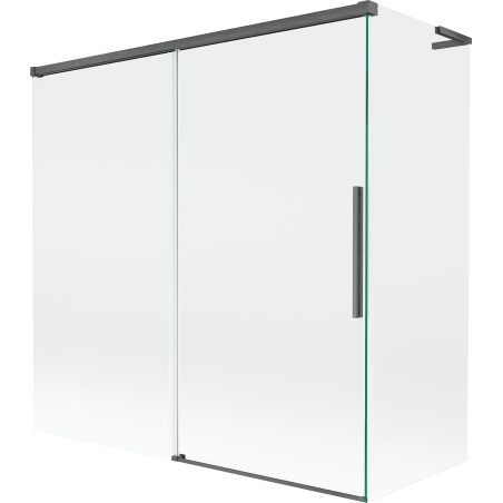 Mexen Rox L paroi de baignoire coulissante à 2 vantaux 160 + 75 x 150 cm, transparent, gris canon brossé - 8C9L-160-075-66-00