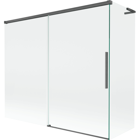 Paroi de baignoire extensible Mexen Rox L à 2 panneaux 180 + 80 x 150 cm, transparent, gris canon brossé - 8C9L-180-080-66-00