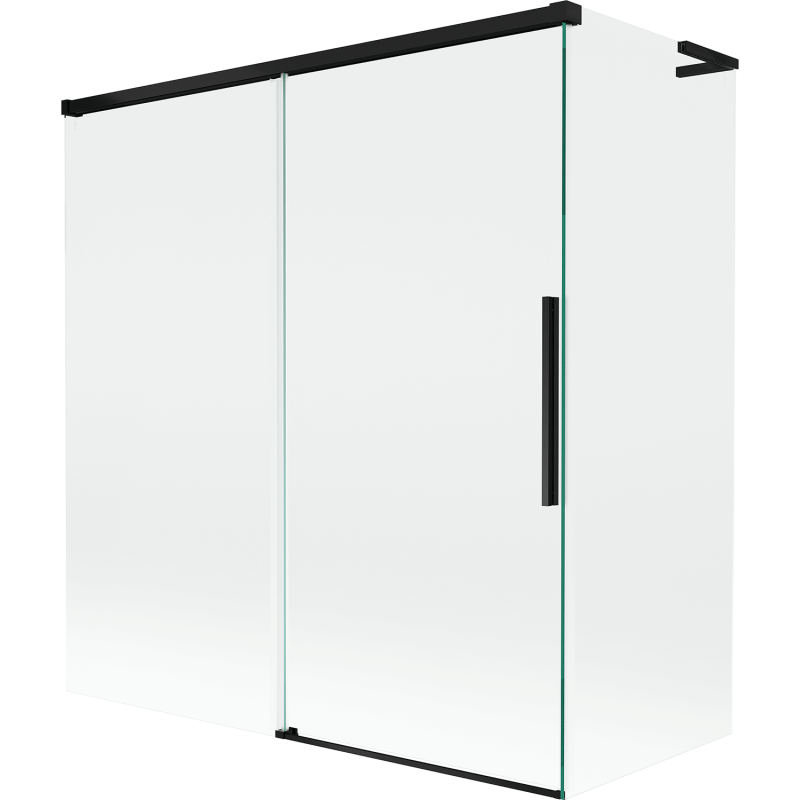 Rox L paroi de baignoire 2 volets coulissants 150 + 70 x 150 cm, transparent, noir - 8C9L-150-070-70-00