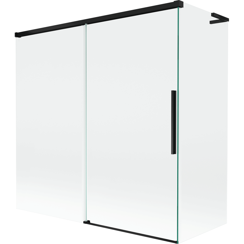 Mexen Rox L pare-douche de baignoire coulissant à 2 panneaux 160 + 75 x 150 cm, transparent, noir - 8C9L-160-075-70-00