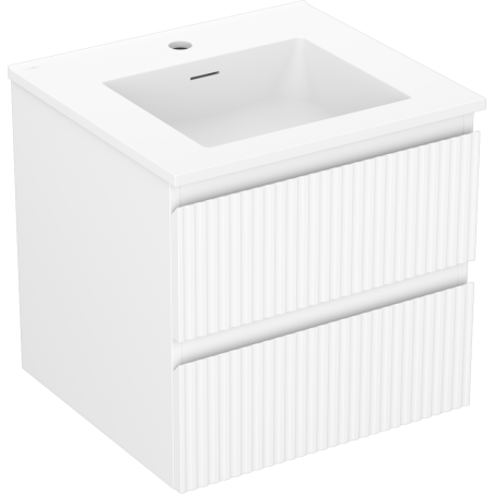 Mexen Rivel meuble de salle de bains 50 cm avec lavabo Otis, 2 tiroirs, rainuré, blanc mat - 91A20-05047-2-BFF01-W18M01