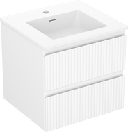 Mexen Rivel meuble de salle de bains 50 cm avec lavabo Otis, 2 tiroirs, rainuré, blanc mat - 91A20-05047-2-BFF01-W18M01