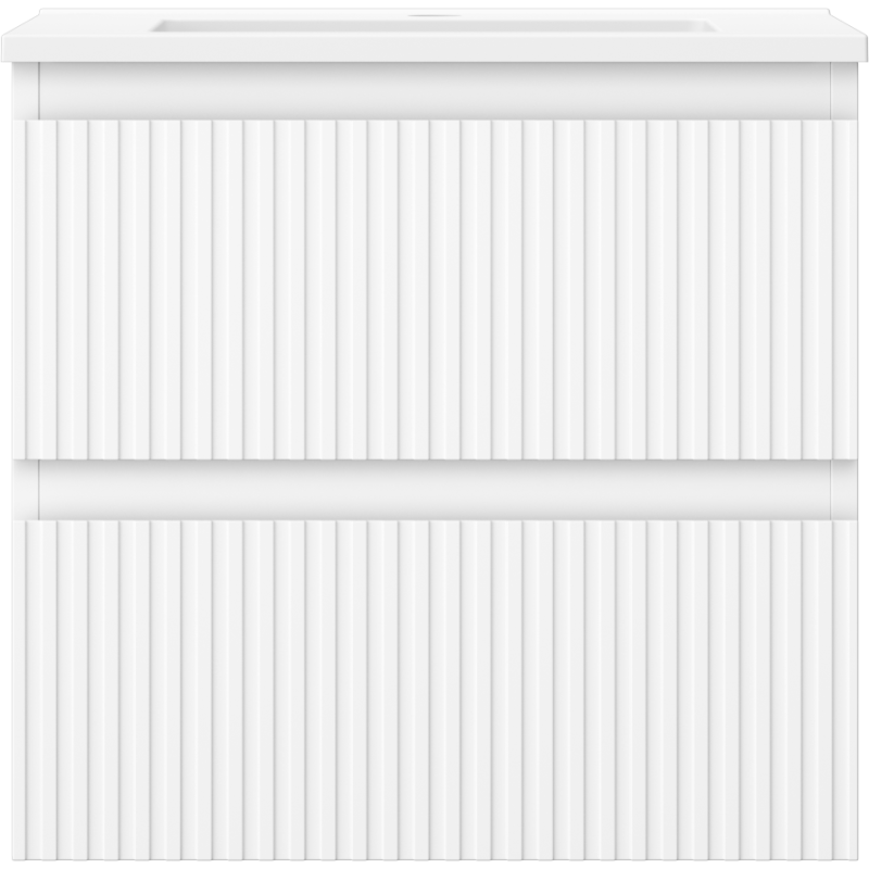 Mexen Rivel meuble de salle de bain 50 cm avec lavabo Otis, 2 tiroirs, rainuré, blanc mat - 91A20-05047-2-BFF01-W18M01