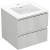 Mexen Rivel armoire de salle de bain 50 cm avec lavabo Otis, 2 tiroirs, rainuré, gris mat/blanc mat