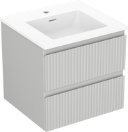 Mexen Rivel armoire de salle de bain 50 cm avec lavabo Otis, 2 tiroirs, rainuré, gris mat/blanc mat