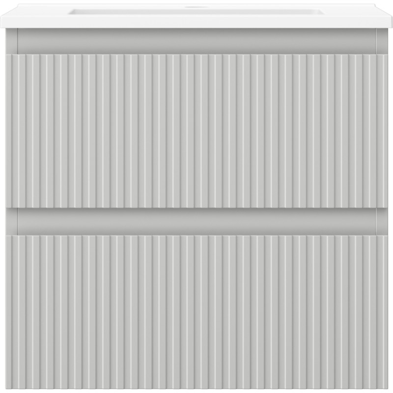 Mexen Rivel armoire de salle de bain 50 cm avec lavabo Otis, 2 tiroirs, rainuré, gris mat/blanc mat