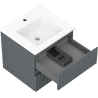Mexen Rivel meuble de salle de bain 50 cm avec lavabo Otis, 2 tiroirs, rainuré, graphite mat/blanc mat