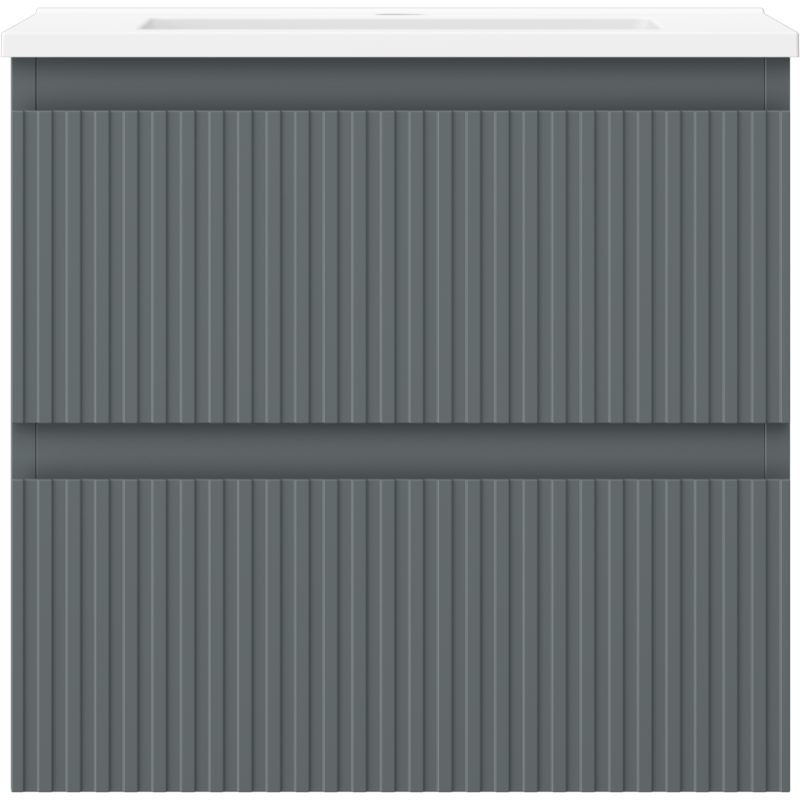 Mexen Rivel meuble de salle de bain 50 cm avec lavabo Otis, 2 tiroirs, rainuré, graphite mat/blanc mat