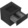 Mexen Rivel meuble de salle de bains 50 cm avec lavabo Otis, 2 tiroirs, nervuré, noir mat - 91A20-05047-2-BFF71-W18M71