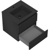 Mexen Rivel meuble de salle de bains 50 cm avec lavabo Otis, 2 tiroirs, nervuré, noir mat - 91A20-05047-2-BFF71-W18M71