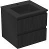 Mexen Rivel meuble de salle de bains 50 cm avec lavabo Otis, 2 tiroirs, nervuré, noir mat - 91A20-05047-2-BFF71-W18M71