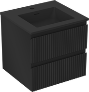 Mexen Rivel meuble de salle de bains 50 cm avec lavabo Otis, 2 tiroirs, rainuré, noir mat - 91A20-05047-2-BFF71-W18M71