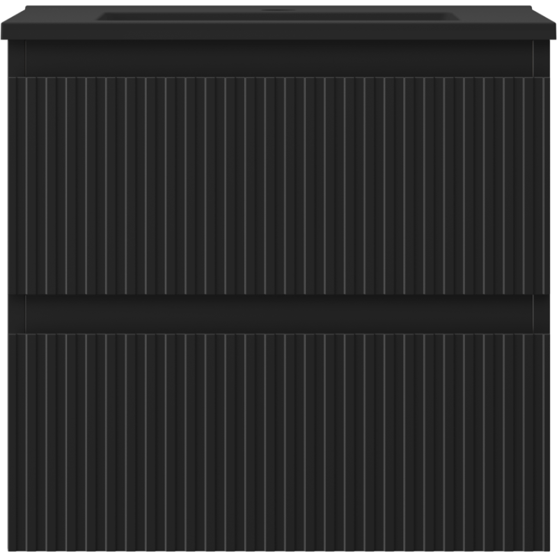 Mexen Rivel meuble de salle de bains 50 cm avec lavabo Otis, 2 tiroirs, rainuré, noir mat - 91A20-05047-2-BFF71-W18M71