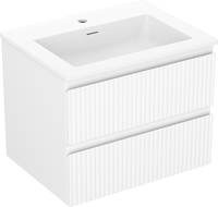 Mexen Rivel meuble de salle de bain 60 cm avec lavabo Otis, 2 tiroirs, rainuré, blanc mat - 91A20-06047-2-BFF01-W18M01