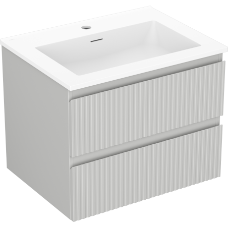 Mexen Rivel meuble de salle de bain 60 cm avec lavabo Otis, 2 tiroirs, rainuré, gris mat/blanc mat - 91A20-06047-2-BFF62-W18M01