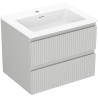 Mexen Rivel armoire de salle de bain 60 cm avec lavabo Otis, 2 tiroirs, rainurée, gris mat/blanc mat