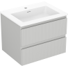 Mexen Rivel meuble de salle de bain 60 cm avec lavabo Otis, 2 tiroirs, rainuré, gris mat/blanc mat - 91A20-06047-2-BFF62-W18M01