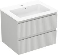 Mexen Rivel meuble de salle de bain 60 cm avec lavabo Otis, 2 tiroirs, rainuré, gris mat/blanc mat - 91A20-06047-2-BFF62-W18M01