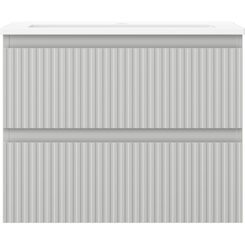 Mexen Rivel meuble de salle de bain 60 cm avec lavabo Otis, 2 tiroirs, rainuré, gris mat/blanc mat - 91A20-06047-2-BFF62-W18M01