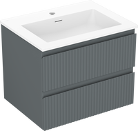 Mexen Rivel meuble de salle de bain 60 cm avec lavabo Otis, 2 tiroirs, rainuré, graphite mat/blanc mat -