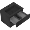 Mexen Rivel meuble de salle de bain 60 cm avec lavabo Otis, 2 tiroirs, rainuré, noir mat - 91A20-06047-2-BFF71-W18M71