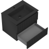 Mexen Rivel meuble de salle de bain 60 cm avec lavabo Otis, 2 tiroirs, rainuré, noir mat - 91A20-06047-2-BFF71-W18M71