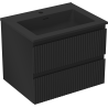 Mexen Rivel meuble de salle de bain 60 cm avec lavabo Otis, 2 tiroirs, rainuré, noir mat - 91A20-06047-2-BFF71-W18M71