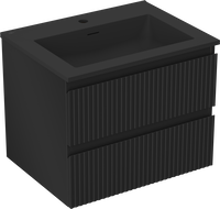 Mexen Rivel meuble de salle de bain 60 cm avec lavabo Otis, 2 tiroirs, rainuré, noir mat - 91A20-06047-2-BFF71-W18M71
