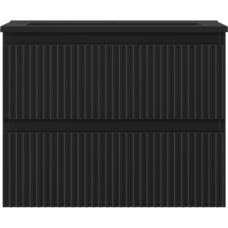 Mexen Rivel meuble de salle de bain 60 cm avec lavabo Otis, 2 tiroirs, rainurés, noir mat - 91A20-06047-2-BFF71-W18M71