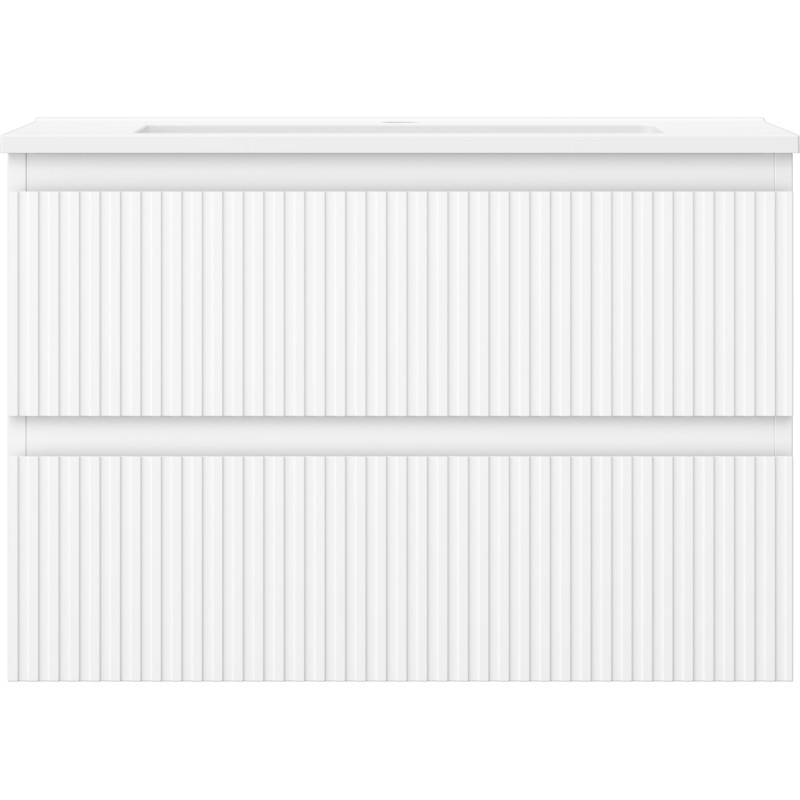 Mexen Rivel armoire de toilette 70 cm avec lavabo Otis, 2 tiroirs, rainurée, blanc mat - 91A20-07047-2-BFF01-W18M01