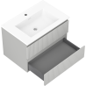 Mexen Rivel meuble de salle de bain 70 cm avec lavabo Otis, 2 tiroirs, rainuré, gris mat/blanc mat - 91A20-07047-2-BFF62-W18M01