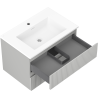 Mexen Rivel meuble de salle de bain 70 cm avec lavabo Otis, 2 tiroirs, rainuré, gris mat/blanc mat - 91A20-07047-2-BFF62-W18M01