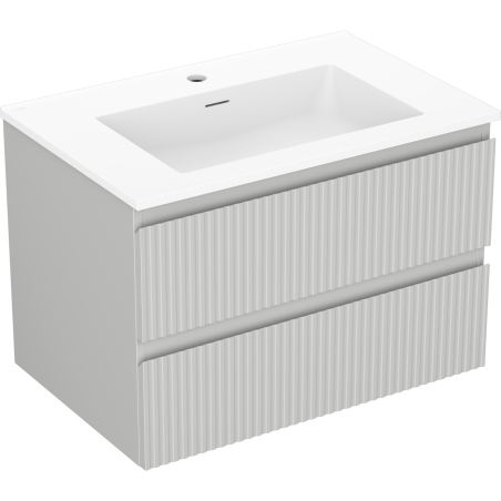 Mexen Rivel meuble de salle de bain 70 cm avec lavabo Otis, 2 tiroirs, rainuré, gris mat/blanc mat - 91A20-07047-2-BFF62-W18M01