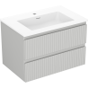 Mexen Rivel meuble de salle de bain 70 cm avec lavabo Otis, 2 tiroirs, rainuré, gris mat/blanc mat - 91A20-07047-2-BFF62-W18M01