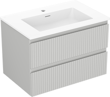 Mexen Rivel meuble de salle de bain 70 cm avec lavabo Otis, 2 tiroirs, rainuré, gris mat/blanc mat - 91A20-07047-2-BFF62-W18M01
