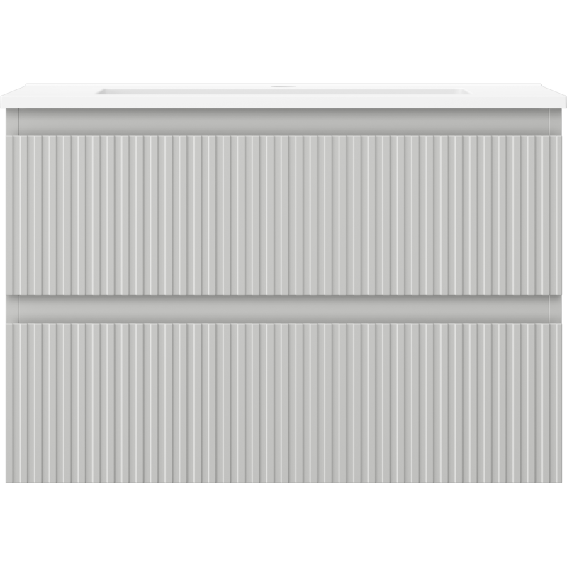 Mexen Rivel meuble de salle de bain 70 cm avec lavabo Otis, 2 tiroirs, rainuré, gris mat/blanc mat - 91A20-07047-2-BFF62-W18M01