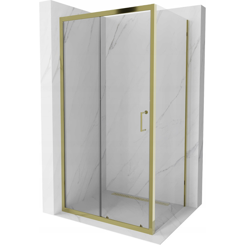 Mexen Apia cabine de douche coulissante 140 x 90 cm, transparente, dorée - 840-140-090-50-00