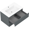 Mexen Rivel meuble de salle de bain 70 cm avec lavabo Otis, 2 tiroirs, rainuré, graphite mat/blanc mat -