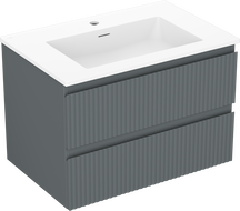 Mexen Rivel meuble de salle de bain 70 cm avec lavabo Otis, 2 tiroirs, rainuré, graphite mat/blanc mat -