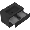 Mexen Rivel meuble de salle de bain 70 cm avec lavabo Otis, 2 tiroirs, cannelé, noir mat - 91A20-07047-2-BFF71-W18M71
