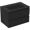 Mexen Rivel meuble de salle de bain 70 cm avec lavabo Otis, 2 tiroirs, rainuré, noir mat - 91A20-07047-2-BFF71-W18M71