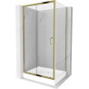 Mexen Apia cabine de douche coulissante 100 x 80 cm, transparente, dorée + receveur Rio - 840-100-080-50-00-4510