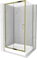 Mexen Apia cabine de douche coulissante 100 x 80 cm, transparent, or + receveur de douche Rio - 840-100-080-50-00-4510