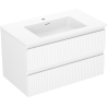 Mexen Rivel meuble de salle de bain 80 cm avec lavabo Otis, 2 tiroirs, rainuré, blanc mat - 91A20-08047-2-BFF01-W18M01