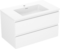 Mexen Rivel meuble de salle de bains 80 cm avec lavabo Otis, 2 tiroirs, rainuré, blanc mat - 91A20-08047-2-BFF01-W18M01