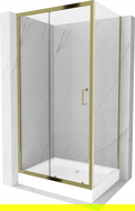 Mexen Apia cabine de douche coulissante 120 x 90 cm, transparent, doré + receveur Rio - 840-120-090-50-00-4510